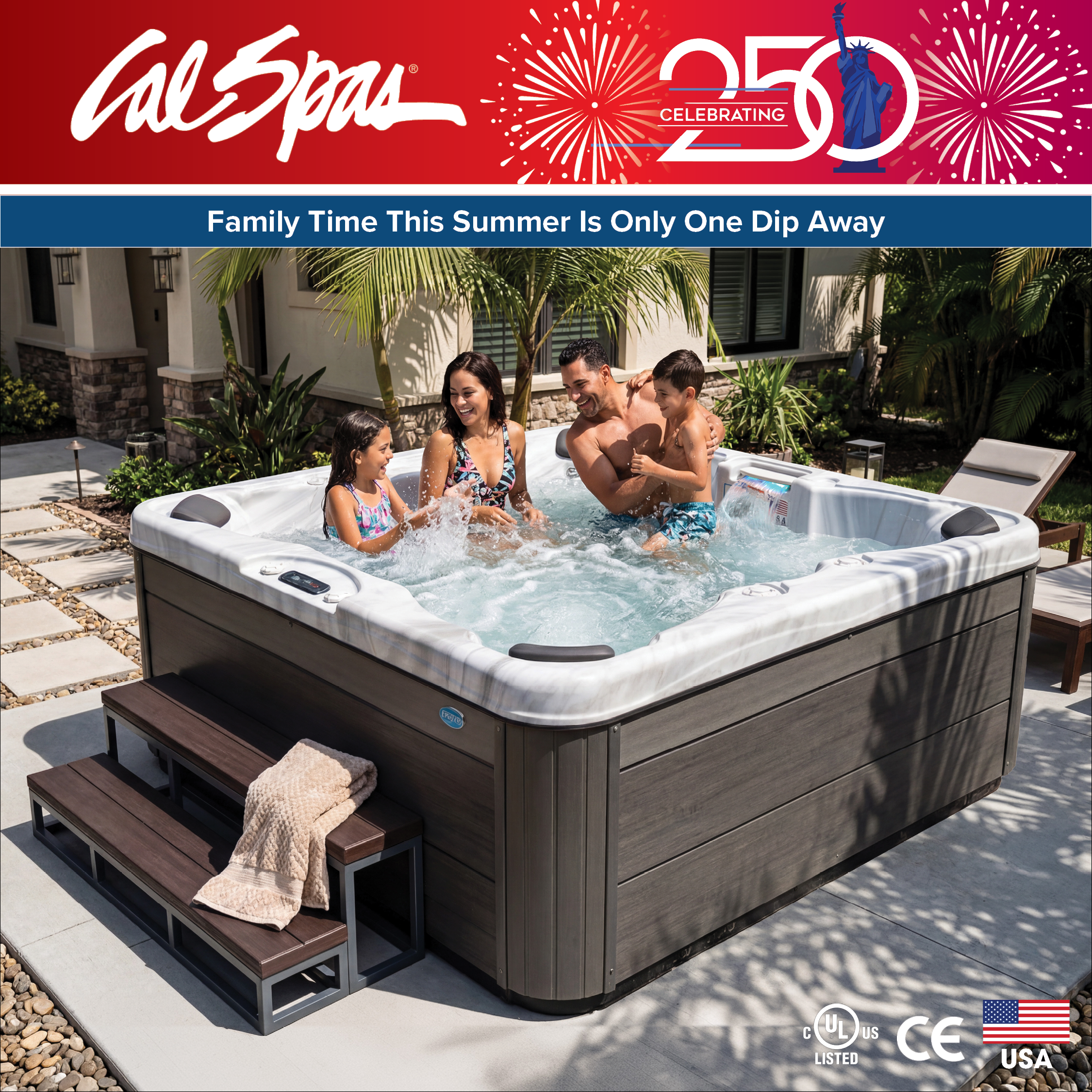 Calspas hot tub being used in a family setting - Anchorage